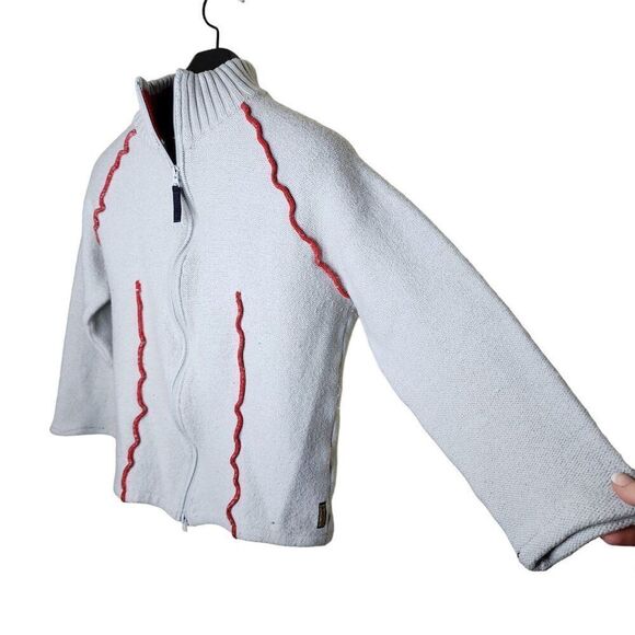 Vintage 90s AJ Armani Jeans Long Sleeve Full Zip Cardigan Sweater Womens Size L - Picture 2 of 7